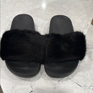 Givenchy Black Furry Sandals